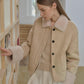 "Slightly Sweet Latte" Furry Lapel Wool Artificial Compound Suede Casual Straight Shearling Jacket-3