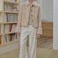 "Slightly Sweet Latte" Furry Lapel Wool Artificial Compound Suede Casual Straight Shearling Jacket-2