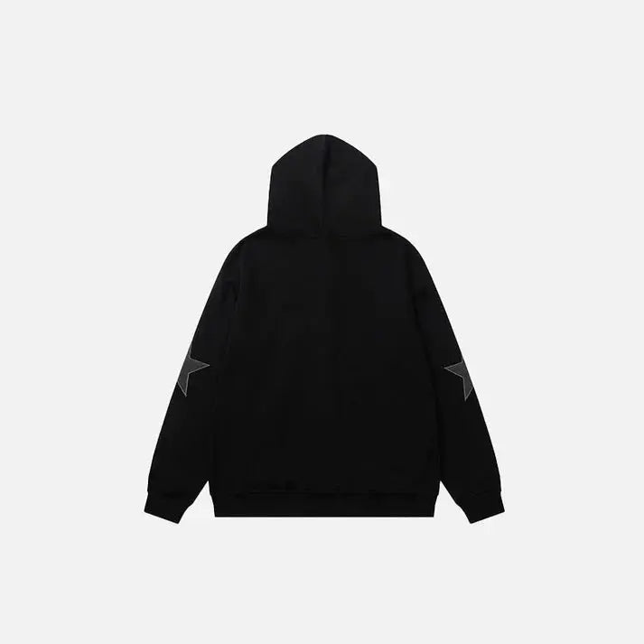 Five cornered star patch embroidered printed hooded sweatshirt with zipper sweatshirt for men eprolo