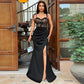 Strap lace patchwork sexy slit dress for women eprolo