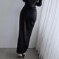 High waisted sexy slit slim half length skirt