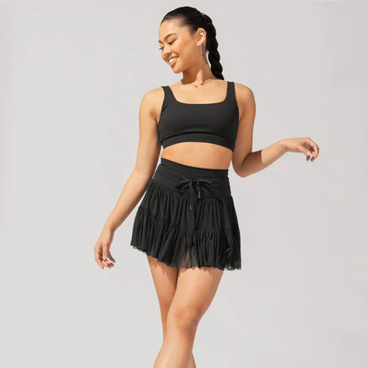High-Waisted Skirt with Inner Lining and Belt Design for Women