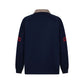 Style Color Block Dragon Letter Embroidery Polo Sweatshirt Unisex Loose Casual Top