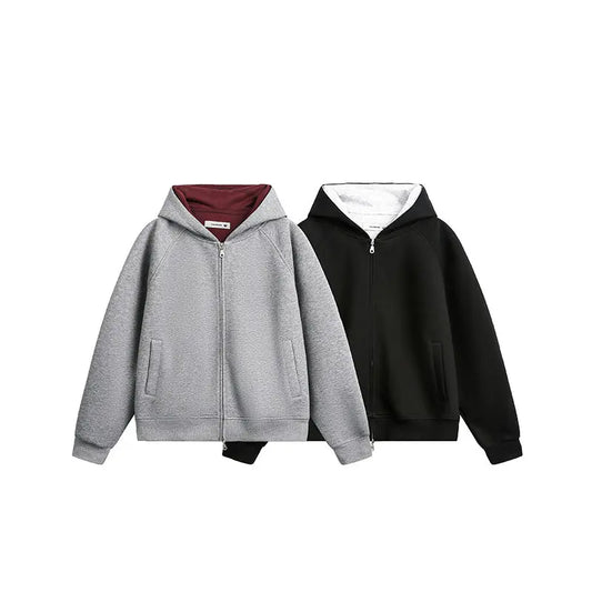 Retro Simple Loose Hooded Cardigan Sweatshirt eprolo
