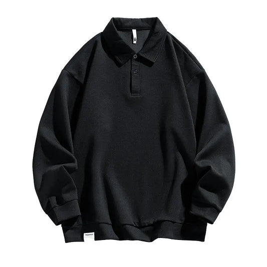 Men's autumn and winter long sleeved solid color polo shirt with a collared sweatshirt eprolo