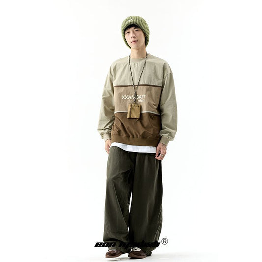 Modish  Street Style Color Block Spliced Loose Hoodie