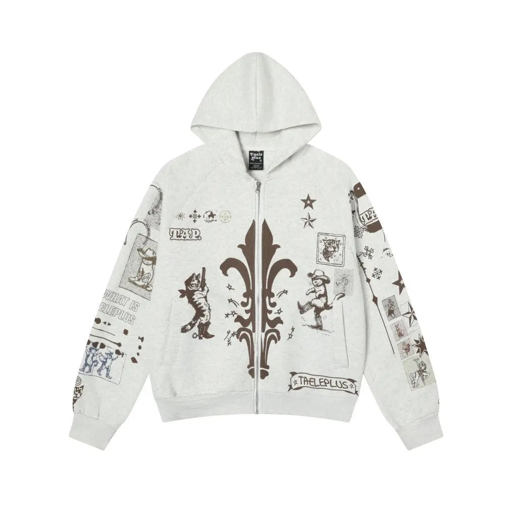 Street Style Hand-Painted Graffiti Print Cardigan Sweatshirt eprolo