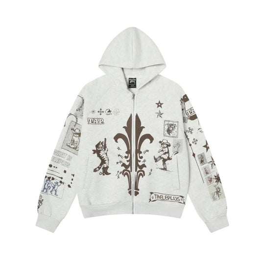 Street Style Hand-Painted Graffiti Print Cardigan Sweatshirt eprolo