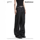 Dark Color Topstitching Straight Loose Commuting Denim Trousers Cleanfit