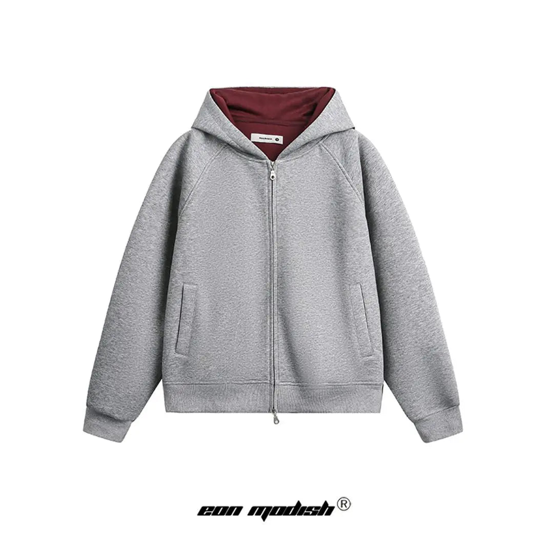 Retro Simple Loose Hooded Cardigan Sweatshirt eprolo