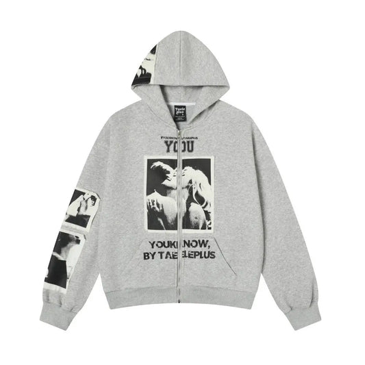 Street Punk Patchwork Printed Cardigan Sweatshirt eprolo