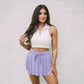 High-Waist Belted Casual Lining Skirt Pants A-Line Sweet and Spicy Loose Women's Short Skirt
