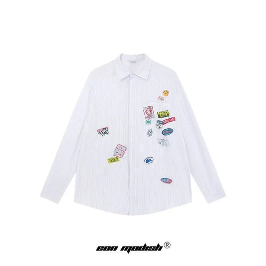 Street Style High-Street Unique Design Loose Long-Sleeve Shirt eprolo