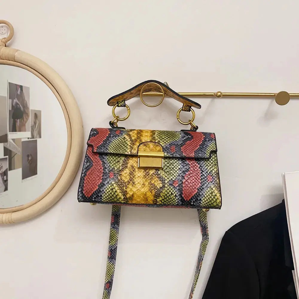 PU Leather Snakeskin Print Crossbody Bag eprolo
